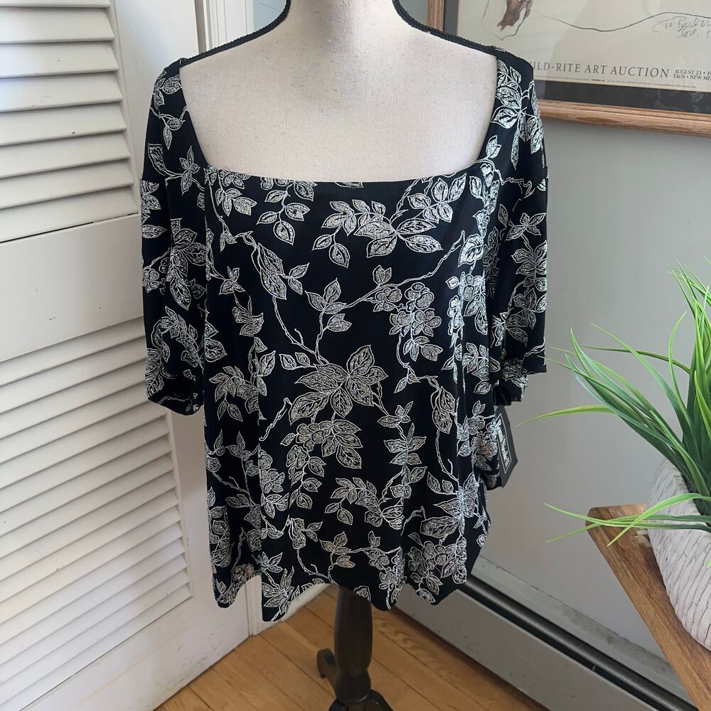 Vintage Ronni Nicole Top 4X Black Silver Glitter Retro 90s Evening Wedding Glam